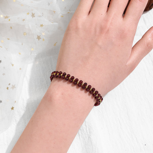 4mm Garnet Double Layer Bracelet