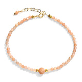 4mm Sunstone Bracelet, 14K Gold Chain