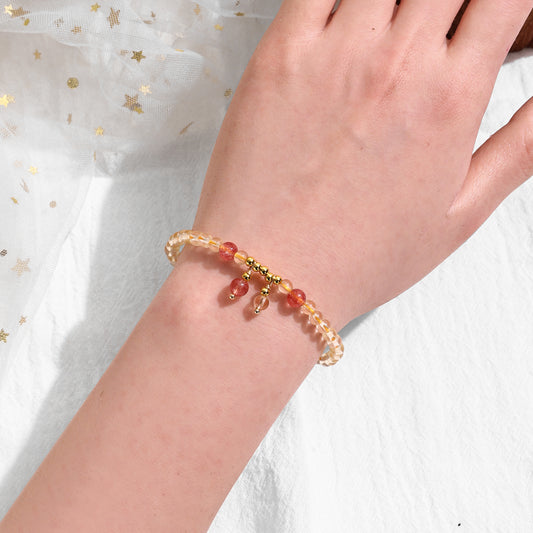 4mm Citrine Bracelet, 14K Gold Chain