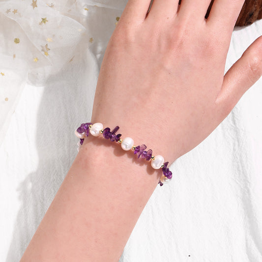 Irregular Pearl Amethyst Bracelet