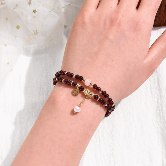 6mm Garnet Double Layer Bracelet