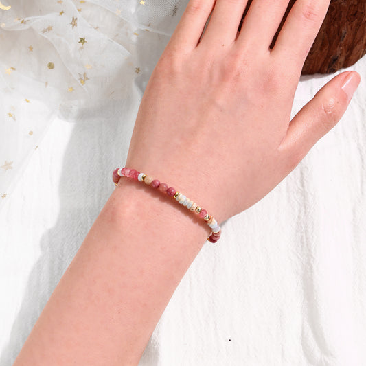 4mm Rhodonite and Shoushan Stone Bracelet