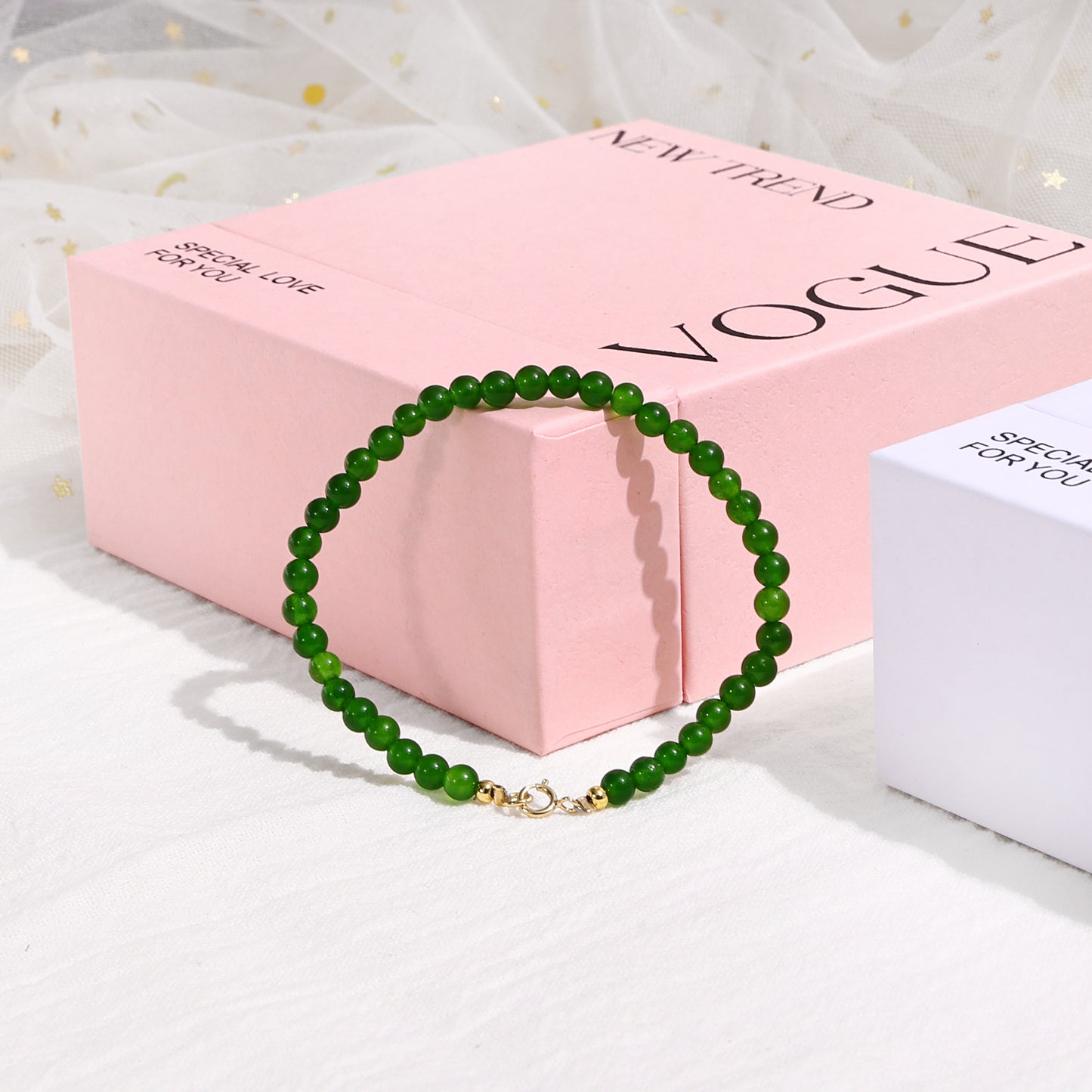 4mm Green Jade Bracelet