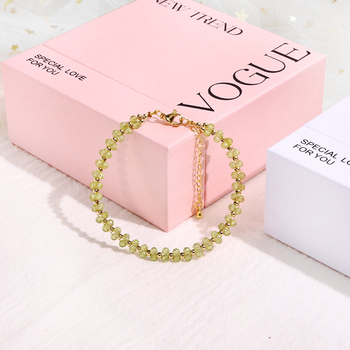 4mm Peridot Double Layer Bracelet