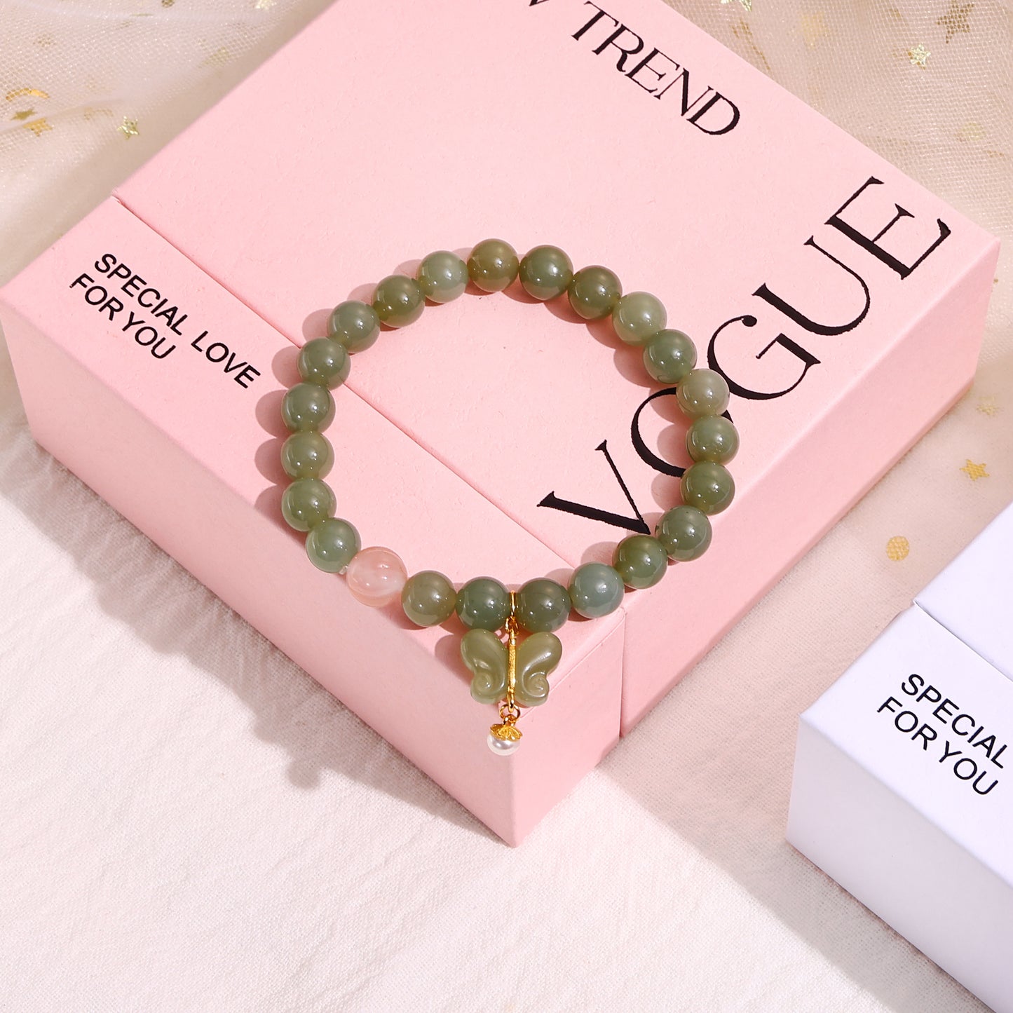 6mm Butterfly Jade Bracelet