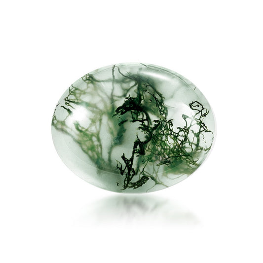 Oval Flat Bottom Moss Agate