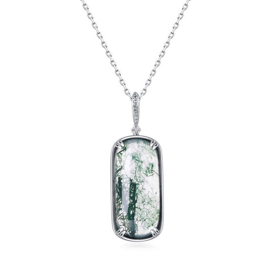 925 Silver Moss Agate Necklace