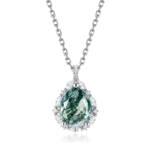 925 Silver Moss Agate Necklace