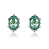 925 Silver Moss Agate Stud Earrings