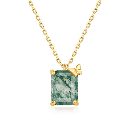 14K Gold Moss Agate Necklace