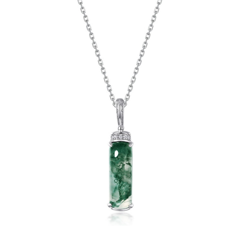 925 Silver Moss Agate Necklace