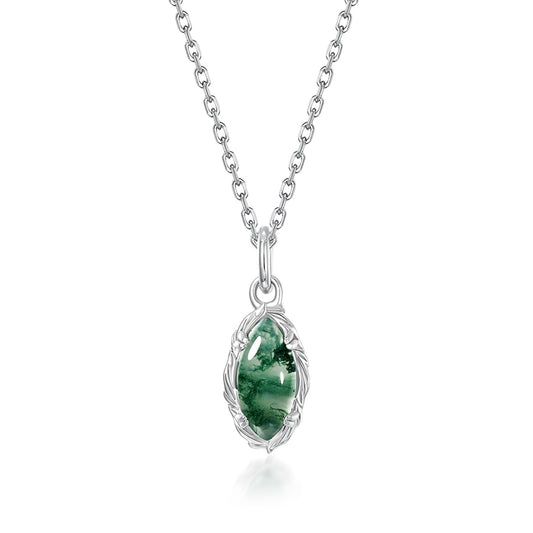 925 Silver Moss Agate Necklace