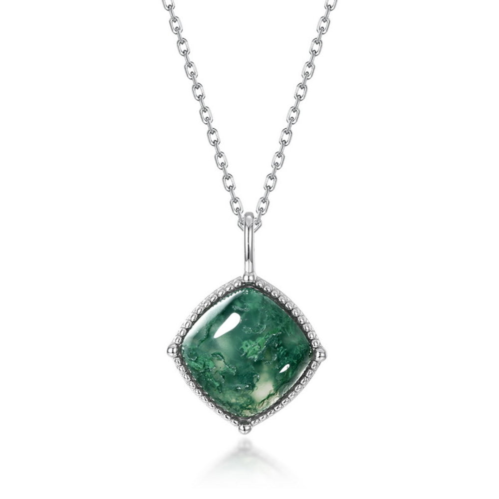 925 Silver Moss Agate Necklace