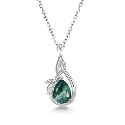 925 Silver Moss Agate Necklace