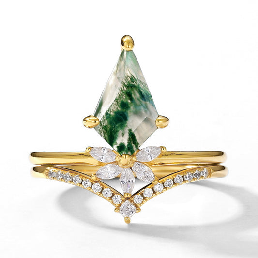 14K Gold Moss Agate Rings