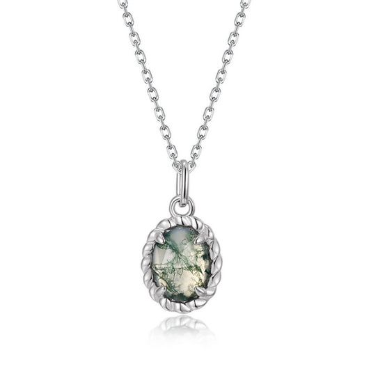 925 Silver Moss Agate Necklace