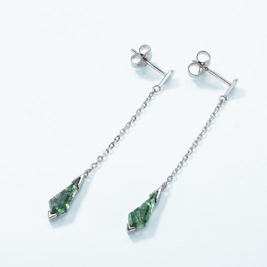 925 Silver Moss Agate Earrings