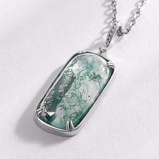 925 Silver Moss Agate Necklace