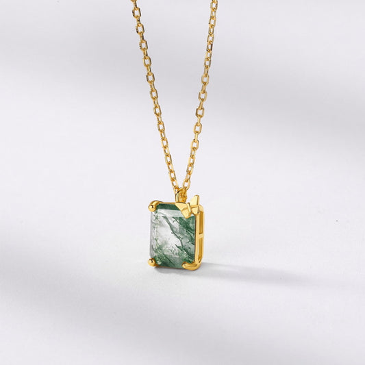 14K Gold Moss Agate Necklace