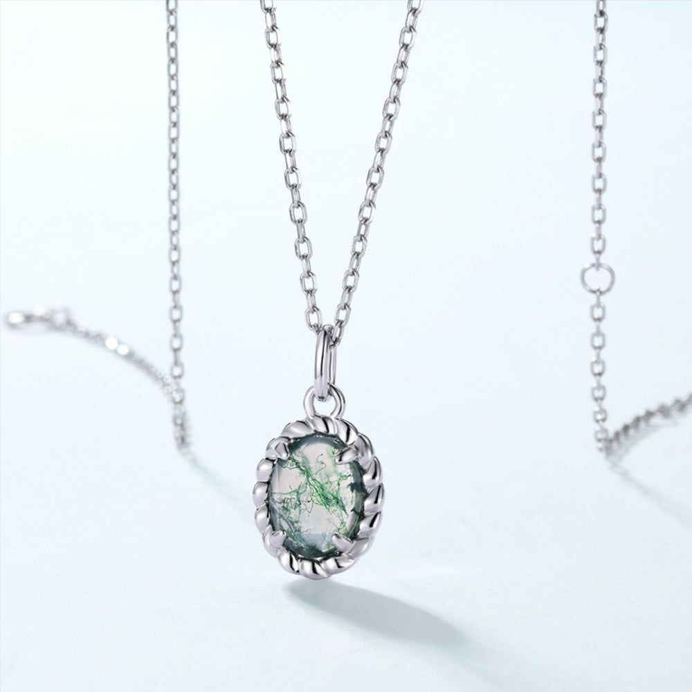 925 Silver Moss Agate Necklace