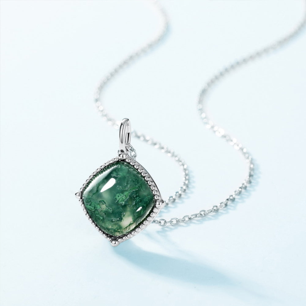 925 Silver Moss Agate Necklace