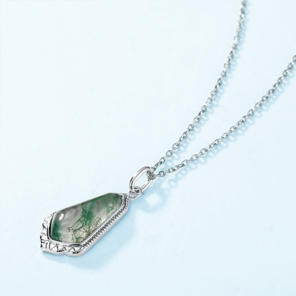 925 Silver Moss Agate Necklace