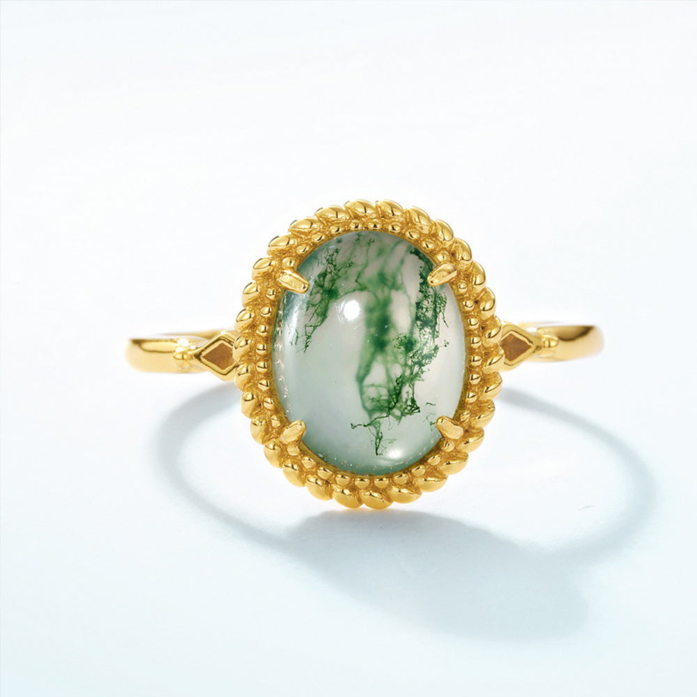 Adjustable 14K Gold Moss Agate Rings