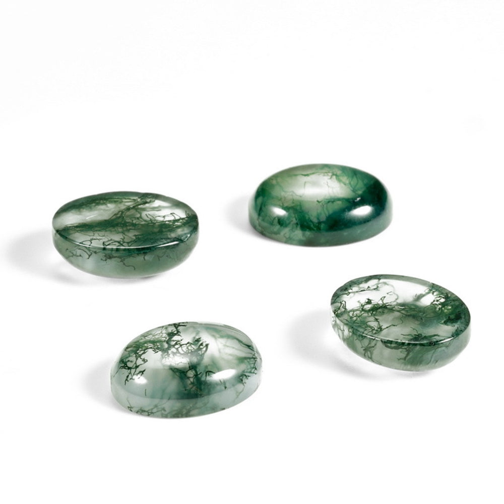 Oval Flat Bottom Moss Agate