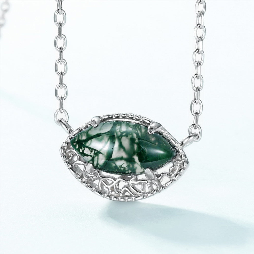 925 Silver Moss Agate Necklace