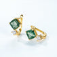 14K Gold Moss Agate Stud Earrings