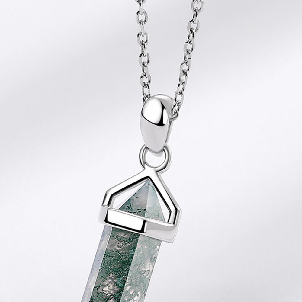 925 Silver Moss Agate Necklace