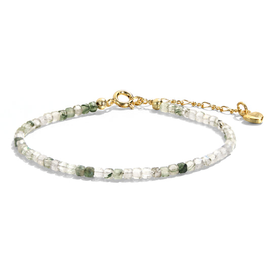 4mm Cube Faceted Moss Agate Bracelet