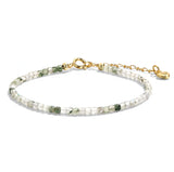 4mm Cube Faceted Moss Agate Bracelet