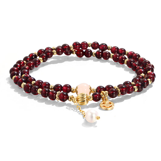 6mm Garnet Double Layer Bracelet