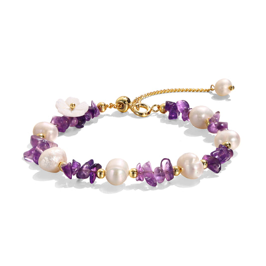 Irregular Pearl Amethyst Bracelet