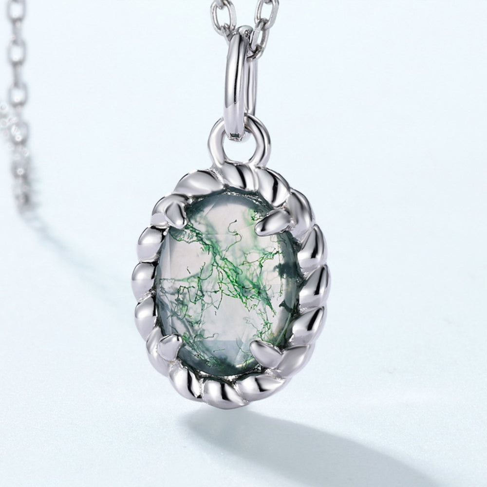 925 Silver Moss Agate Necklace