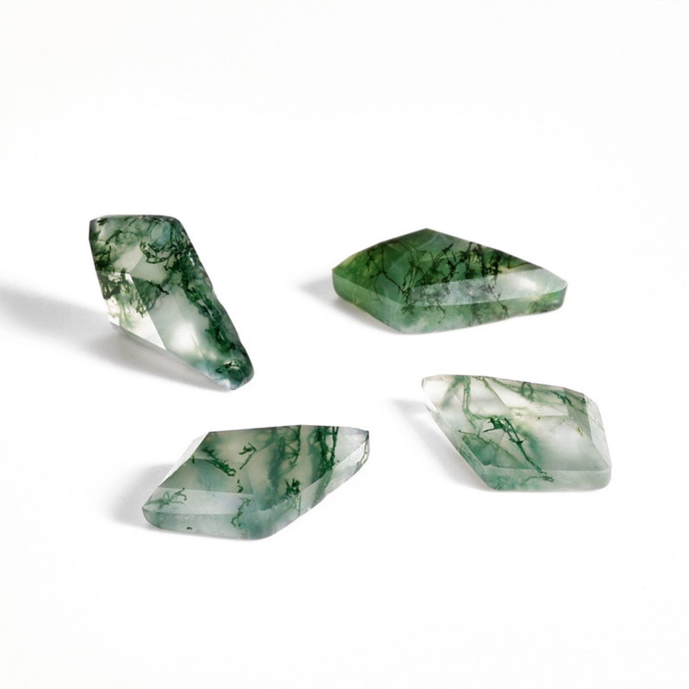 Kite-Shaped Flat-Bottom Faceted Moss Agate