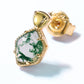 14K Gold Moss Agate Stud Earrings