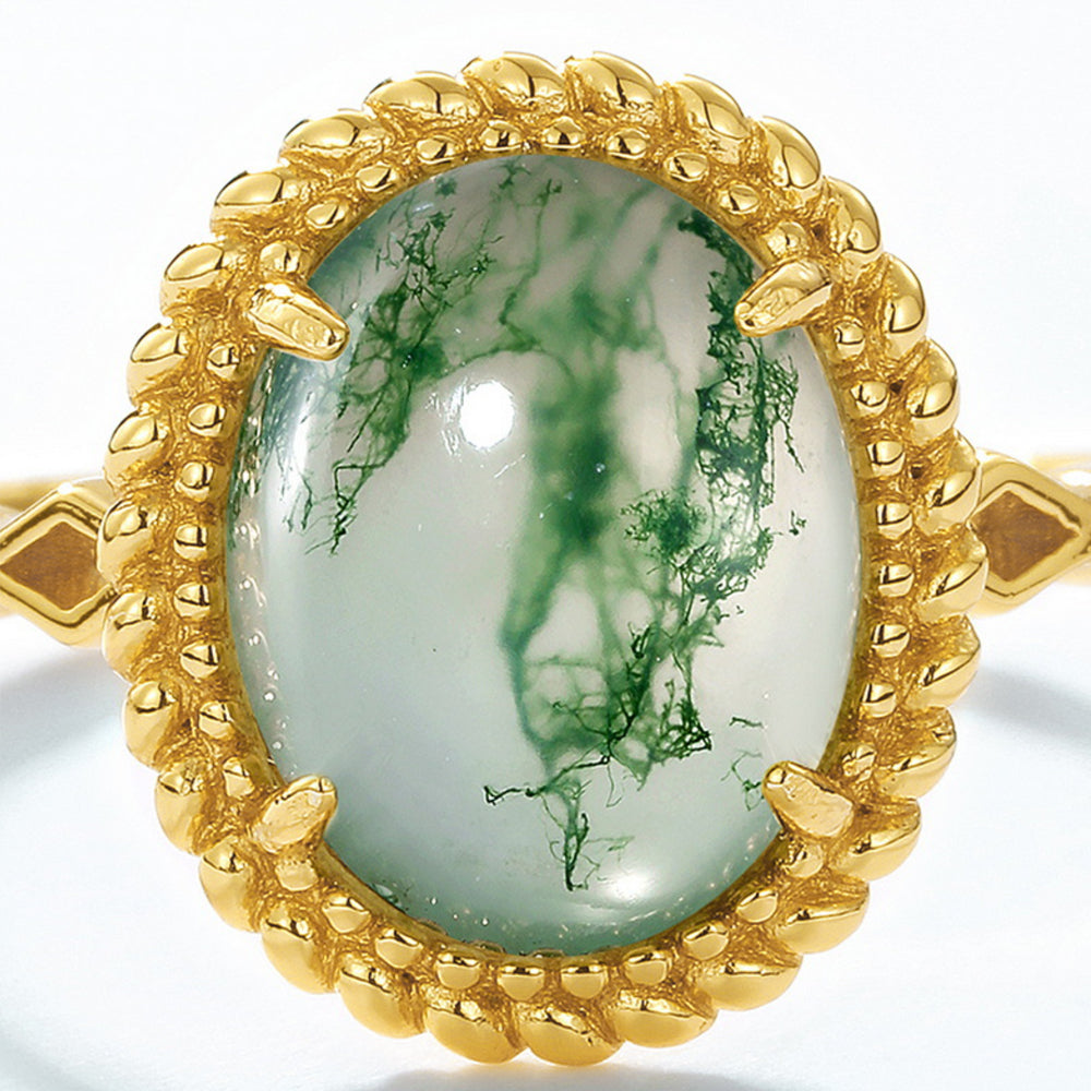 Adjustable 14K Gold Moss Agate Rings