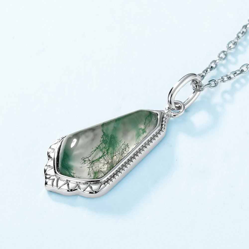 925 Silver Moss Agate Necklace