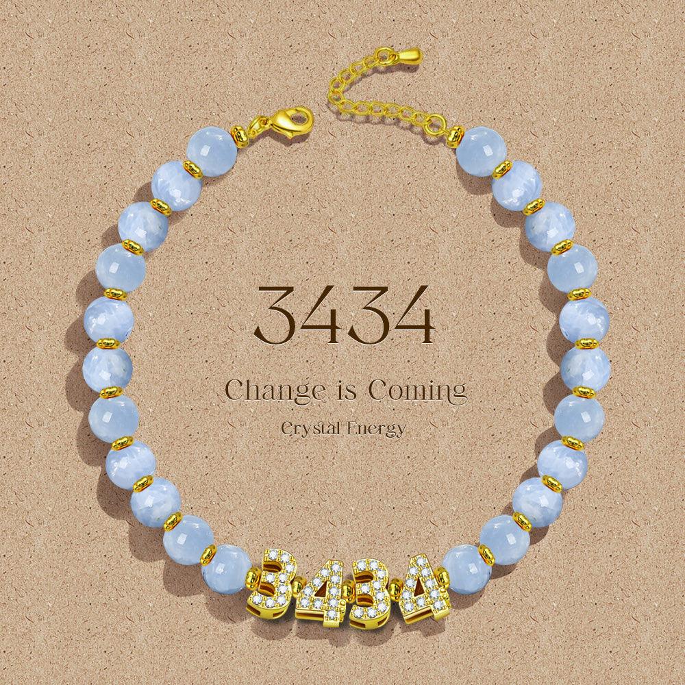 3434 Angel Number, Crystal Energy Bracelet