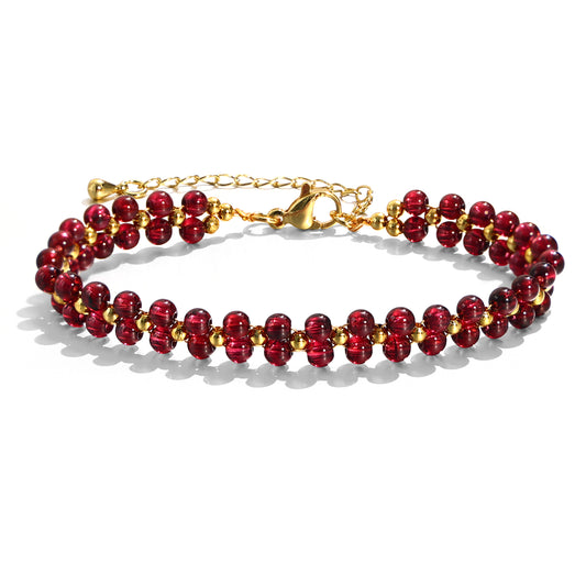 4mm Garnet Double Layer Bracelet