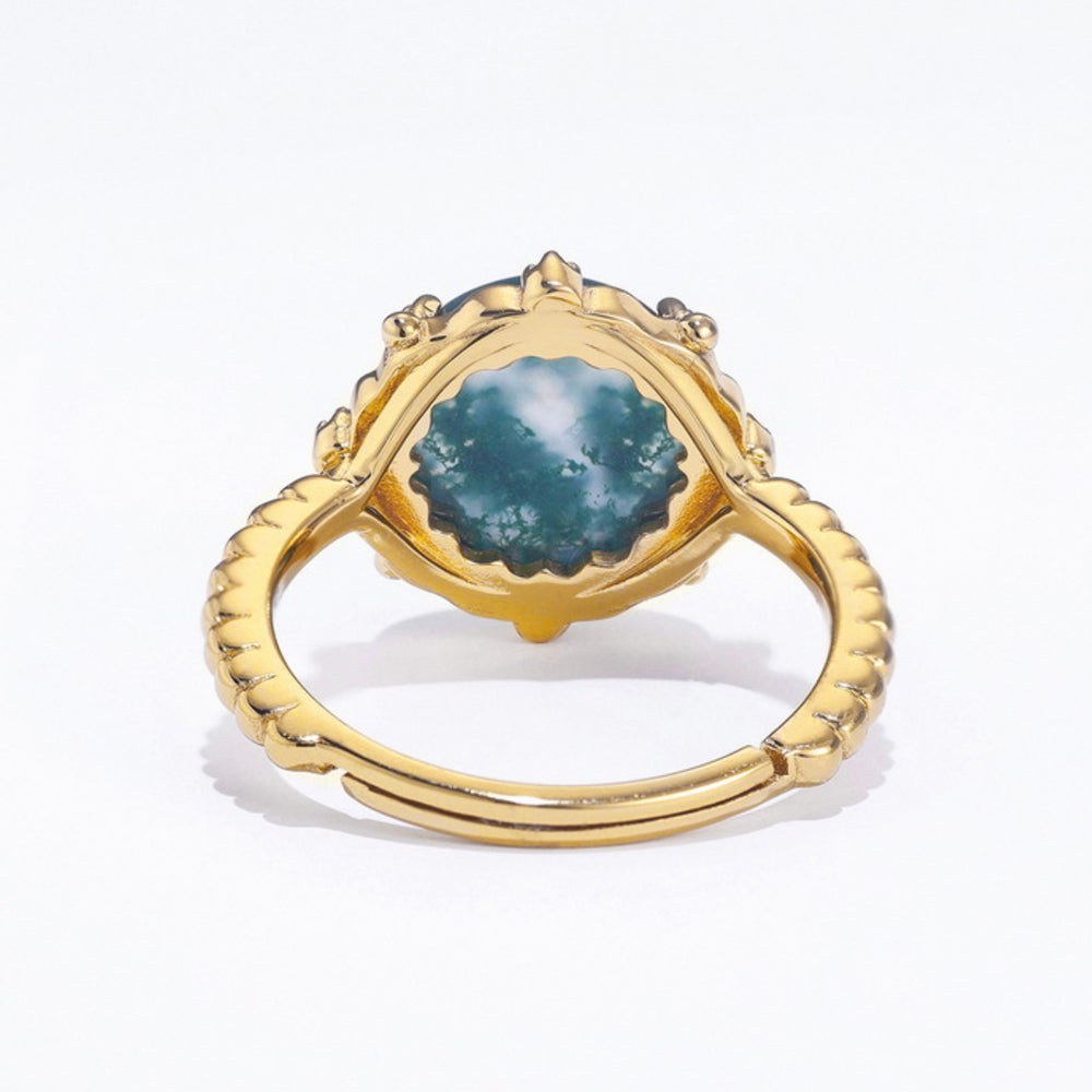 Adjustable 14K Gold Moss Agate Rings