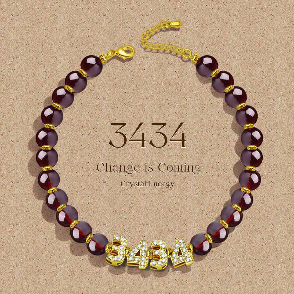 3434 Angel Number, Crystal Energy Bracelet