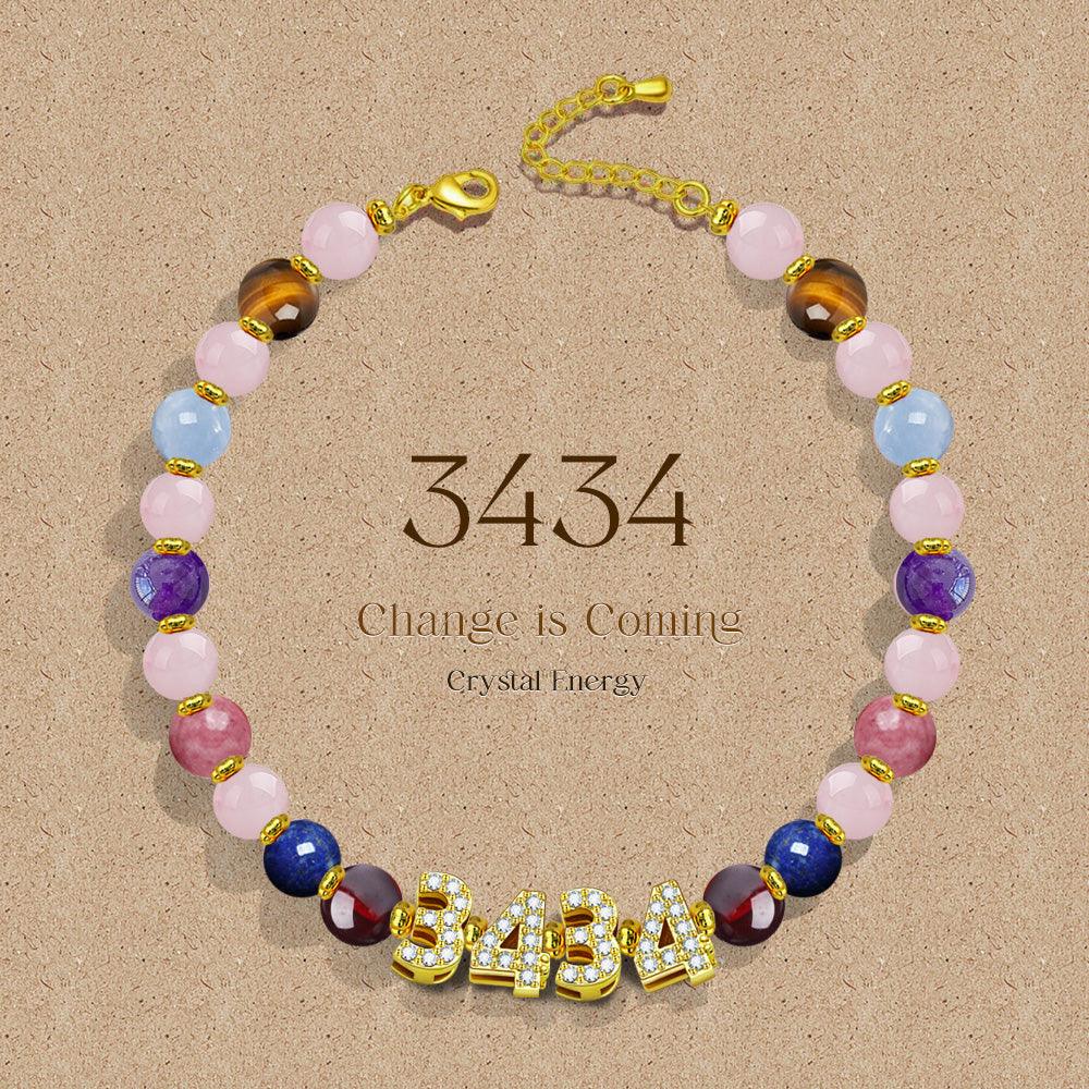 3434 Angel Number, Crystal Energy Bracelet