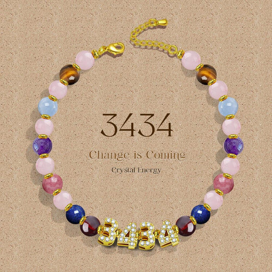 3434 Angel Number, Crystal Energy Bracelet