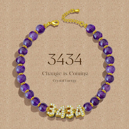 3434 Angel Number, Crystal Energy Bracelet